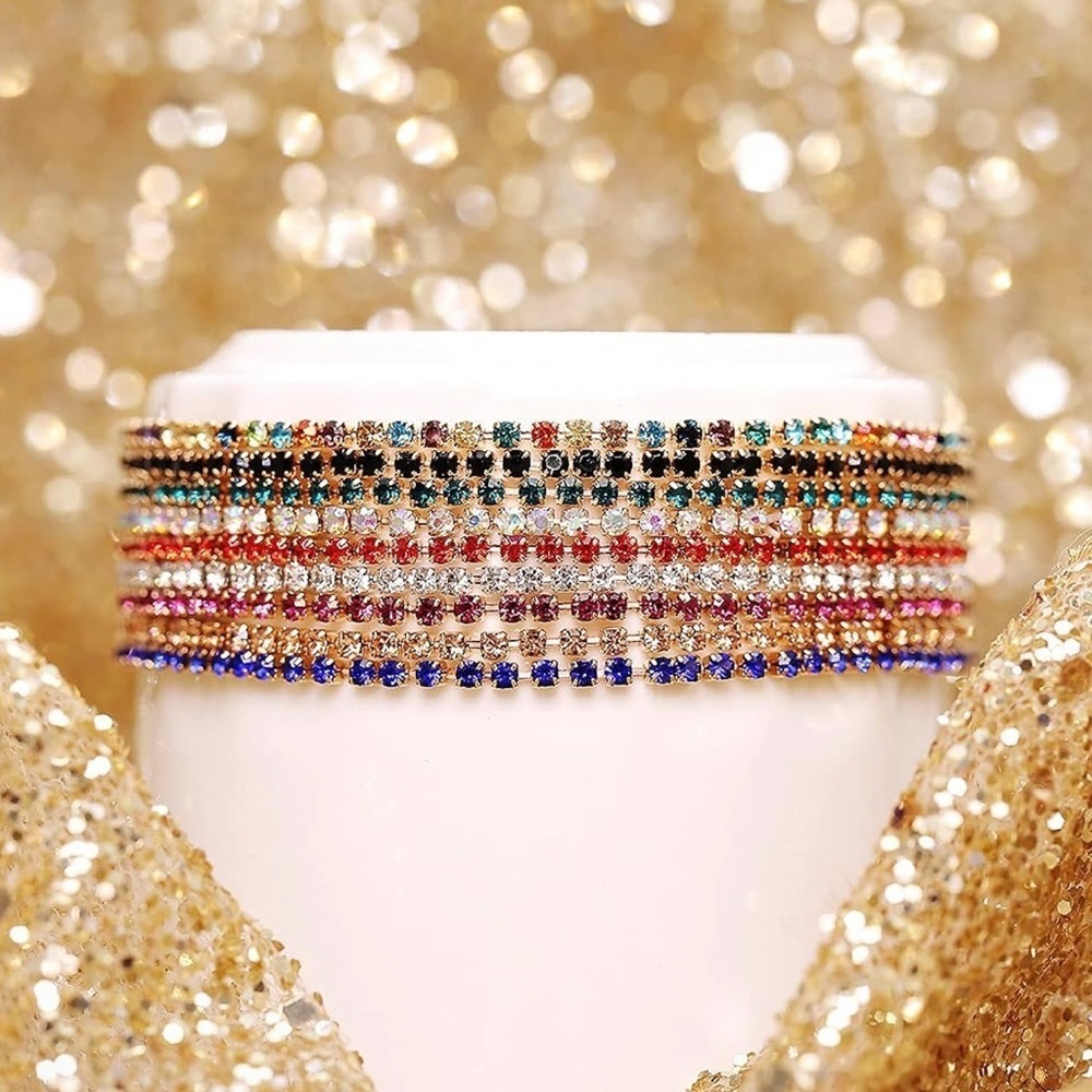 Crystal Tennis Bracelet Beaded Stretch Strand Stacked Bracelet Fashion Gifts NWT - Picture 3 of 5